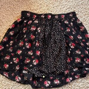 Forever 21 Black Floral Skater Skirt